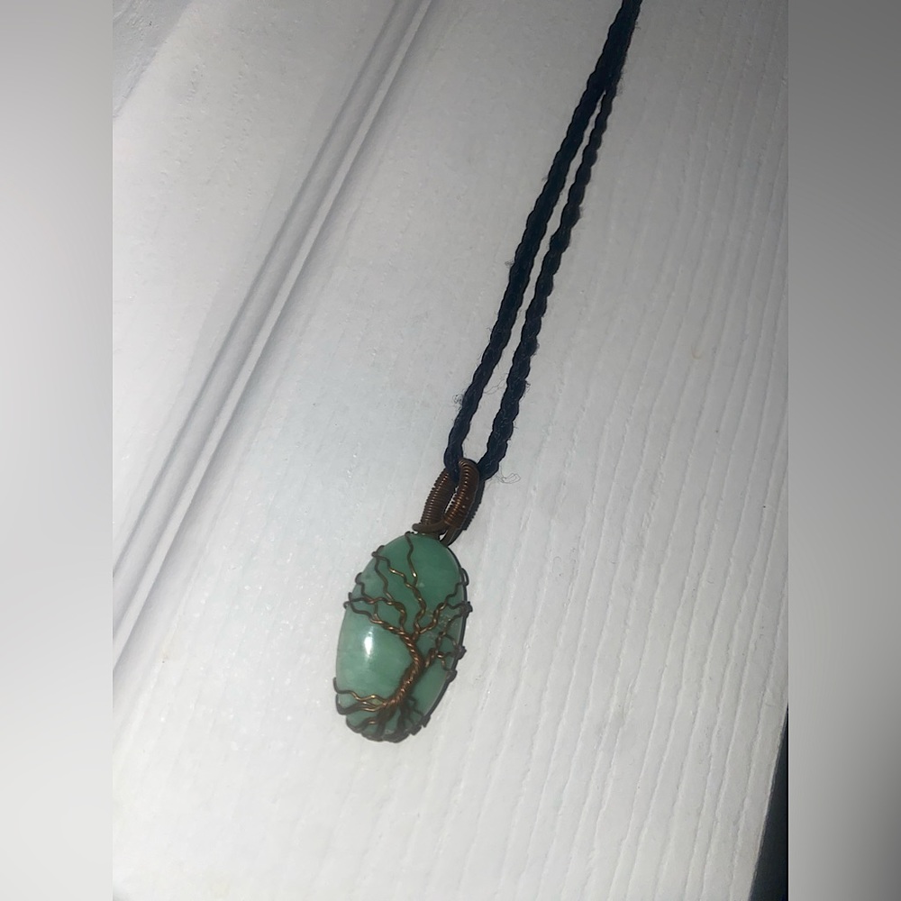 Wire wrapped stone necklace